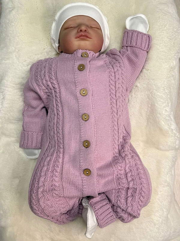 Вязаный комбинезон Косички пудра