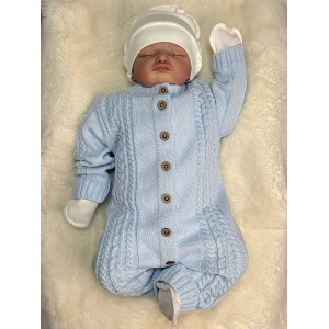 Вязаный комбинезон Косички голубой