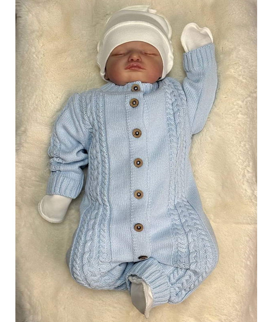 Вязаный комбинезон Косички голубой