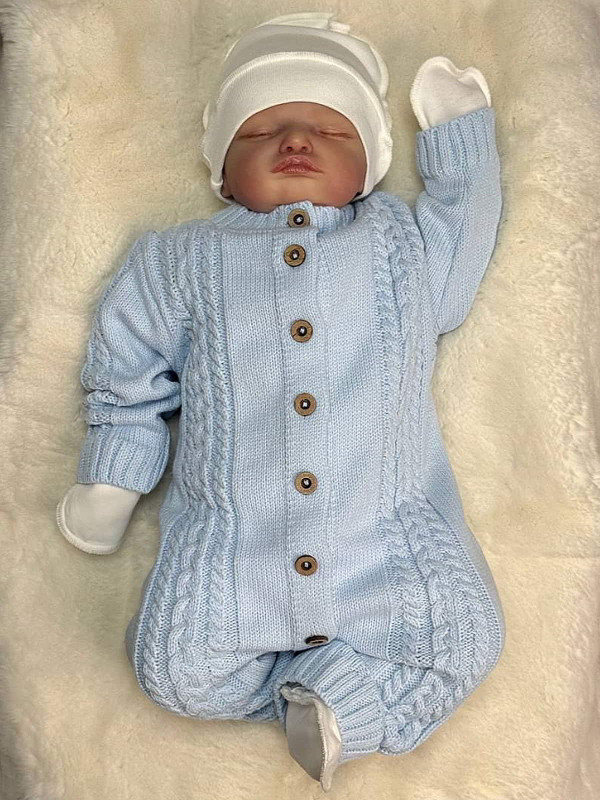 Вязаный комбинезон Косички голубой