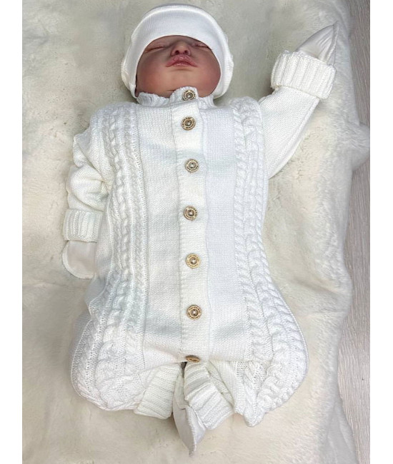 Вязаный комбинезон Косички белый