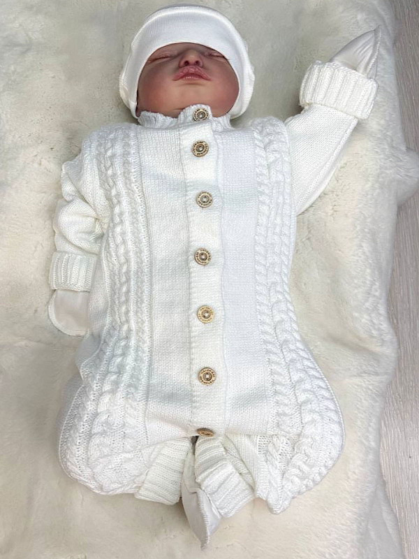 Вязаный комбинезон Косички белый