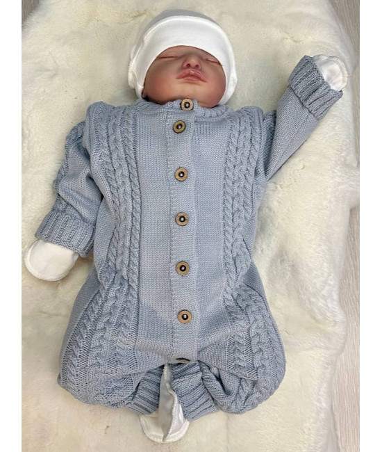 Вязаный комбинезон Косички серый