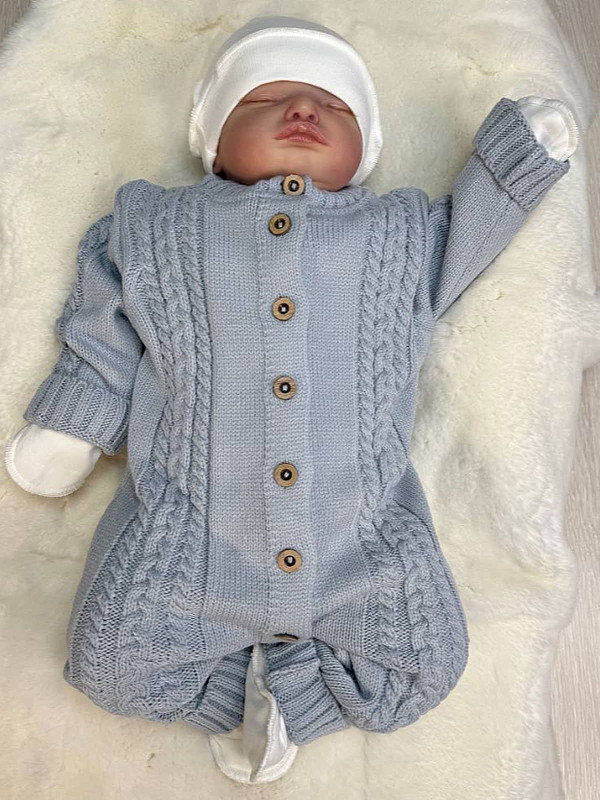 Вязаный комбинезон Косички серый