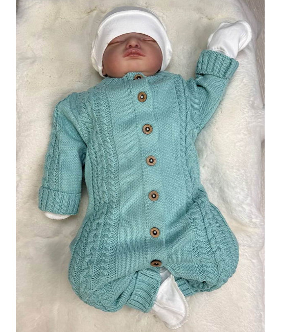 Вязаный комбинезон Косички аквамарин