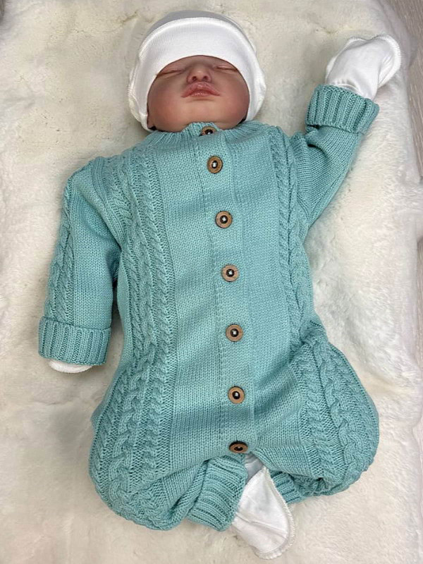 Вязаный комбинезон Косички аквамарин