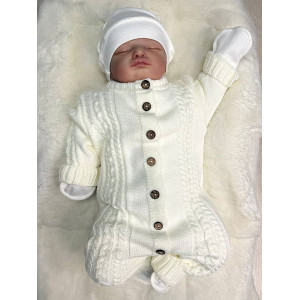 Вязаный комбинезон Косички молочный