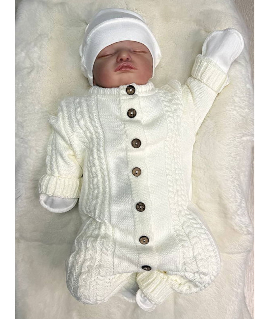 Вязаный комбинезон Косички молочный