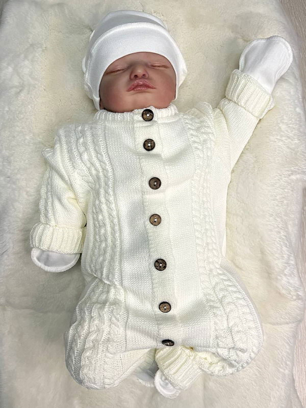 Вязаный комбинезон Косички молочный