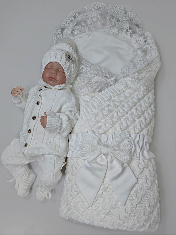 Вязаный комплект Коса-Марфин белый