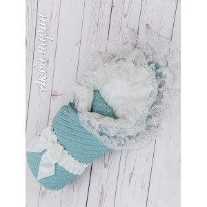 Вязаный конверт  на выписку Коса Лайт аквамарин