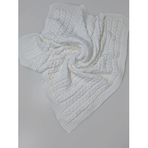Вязаный комплект на выписку Коса Кружево-Марфин белый