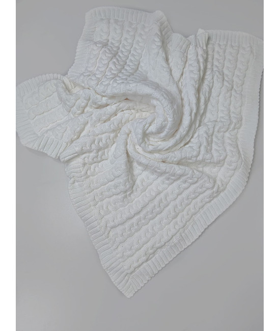 Вязаный комплект на выписку Коса Кружево-Марфин белый