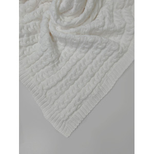 Вязаный комплект на выписку Коса Кружево-Марфин белый
