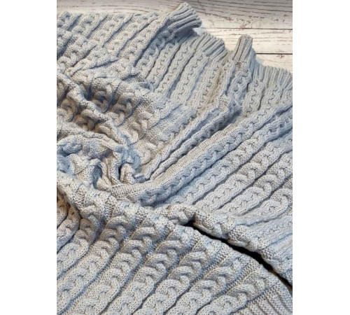 Вязаный плед для новорожденных Косички серый