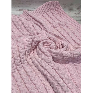 Вязаный плед для новорожденных Косички лиловый