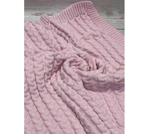 Вязаный плед для новорожденных Косички лиловый