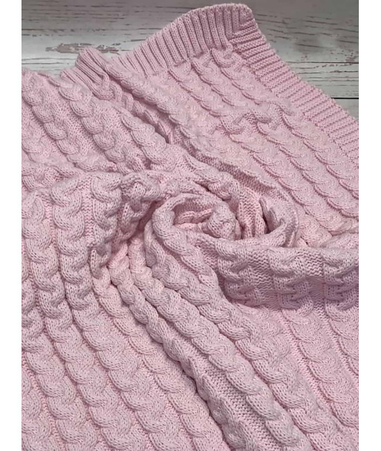 Вязаный плед для новорожденных Косички лиловый