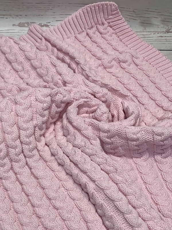 Вязаный плед Косички лиловый