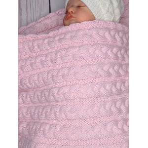 Вязаный плед для новорожденных Косички розовый