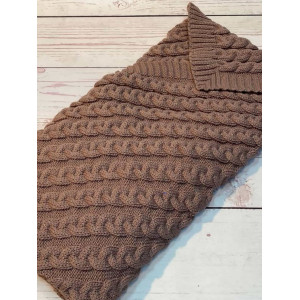 Вязаный плед для новорожденных Косички кофе