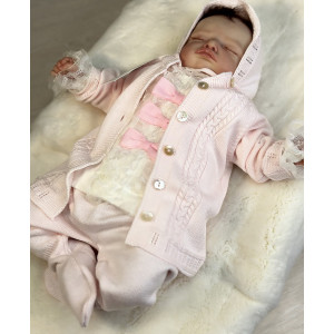 Вязаный хлопковый комбинезон Крокус светло-розовый