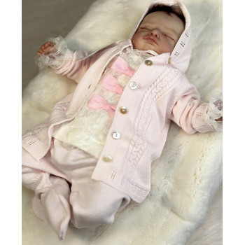  Вязаный костюм для новорождённого Asselina «Крокус», светло‑розовый