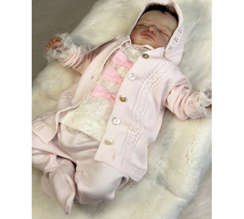 Вязаный хлопковый комбинезон Крокус светло-розовый