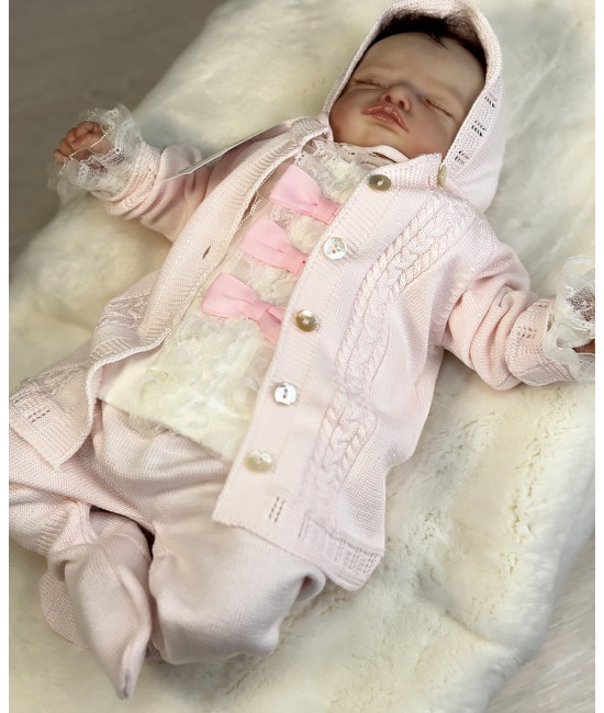 Вязаный хлопковый комбинезон Крокус светло-розовый