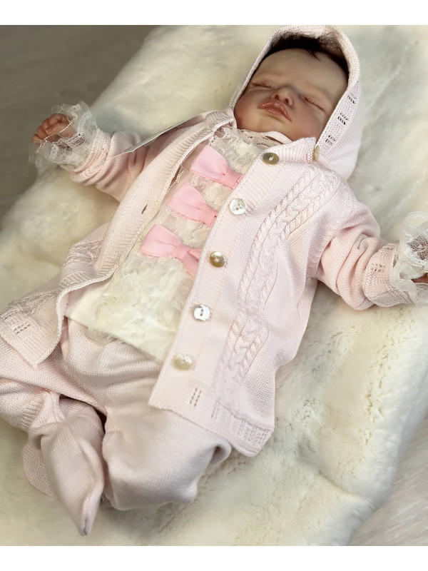 Вязаный хлопковый комбинезон Крокус светло-розовый