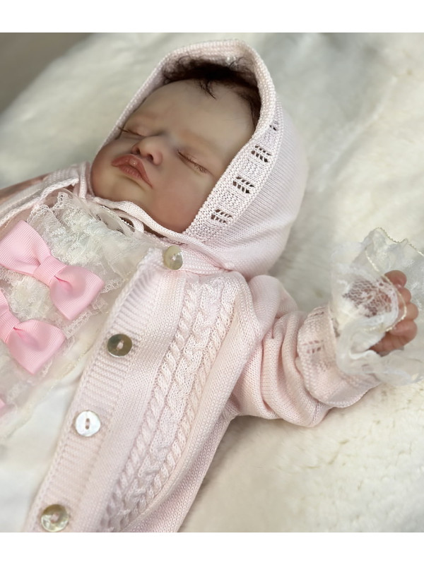 Вязаный хлопковый комбинезон Крокус светло-розовый