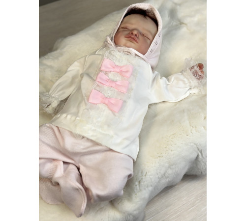 Вязаный хлопковый комбинезон Крокус светло-розовый