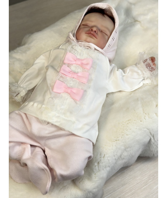 Вязаный хлопковый комбинезон Крокус светло-розовый