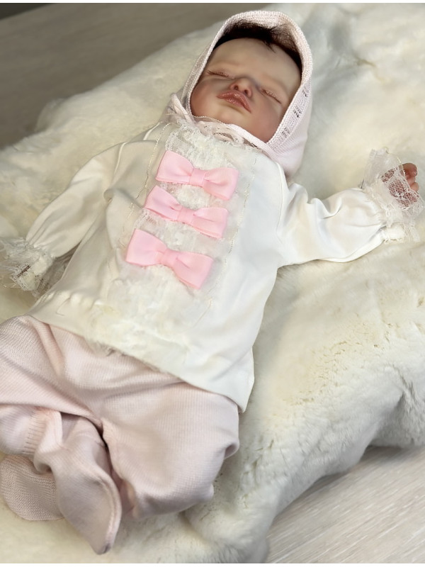 Вязаный хлопковый комбинезон Крокус светло-розовый