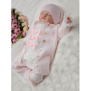 Вязаный хлопковый комбинезон Крокус светло-розовый