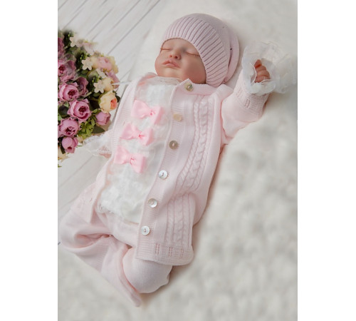 Вязаный хлопковый комбинезон Крокус светло-розовый