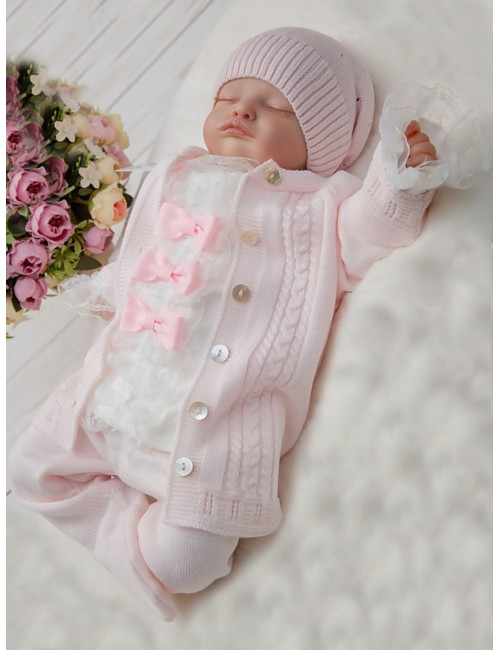  Вязаный костюм для новорождённого Asselina «Крокус», светло‑розовый