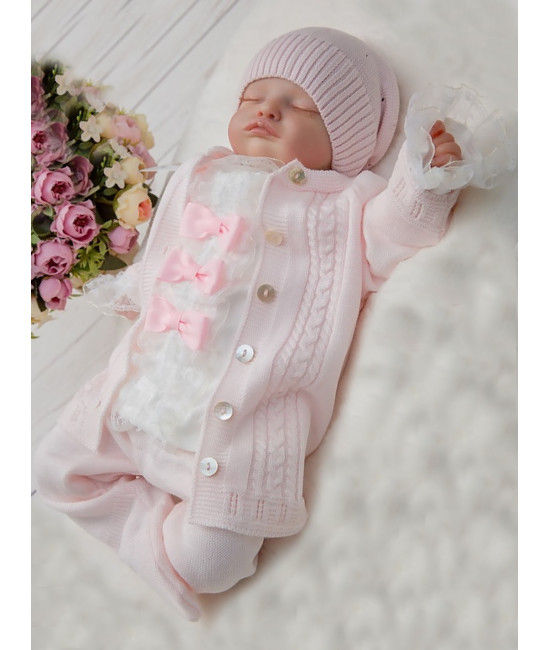 Вязаный хлопковый комбинезон Крокус светло-розовый