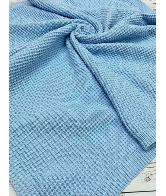 Вязаный плед Кукуруза голубой