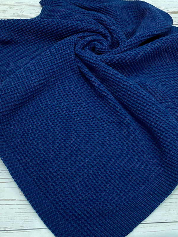 Вязаный плед Кукуруза синий