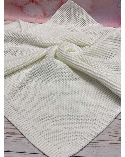 Вязаный плед Кукуруза белый