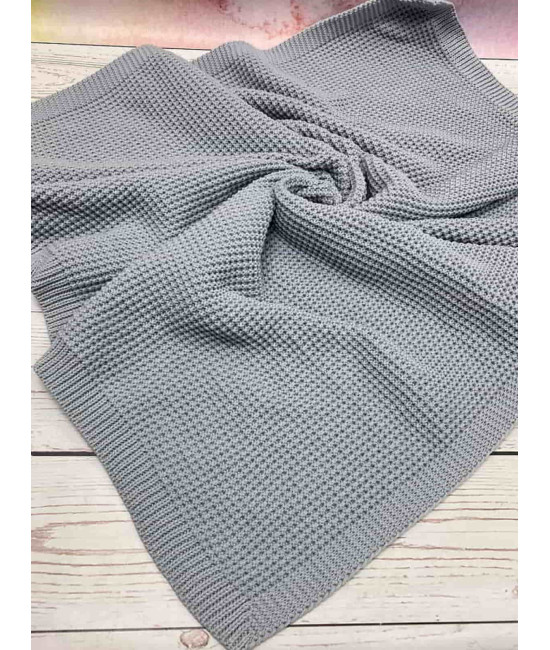 Вязаный плед Кукуруза серый