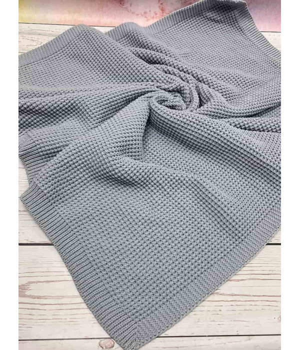 Вязаный плед Кукуруза серый