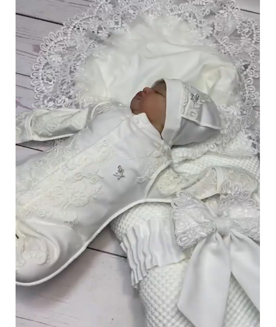 Демисезонный вязаный комплект Кукуруза молочный