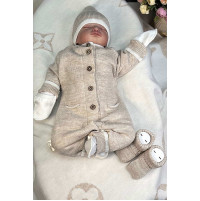 Вязаный комбинезон шапочка пинетки Личи крем-брюле Вязаный комбинезон шапочка пинетки Личи крем-брюле