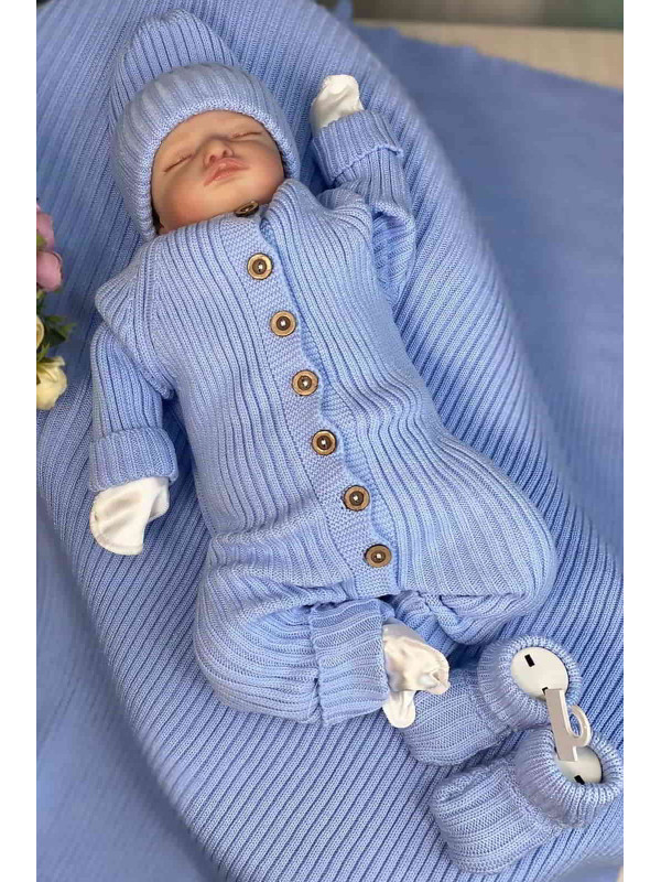 Вязаный комплект Лилу голубой