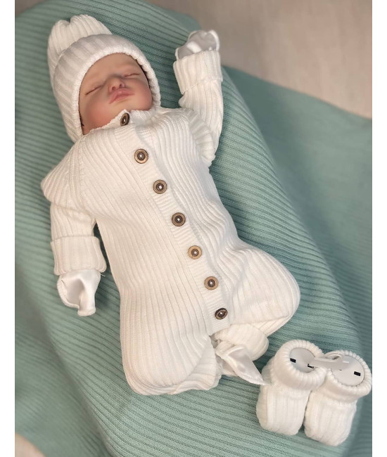 Вязаный комплект для новорожденных Лилу молочный