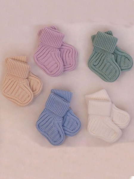 Вязаные носочки-пинетки для новорожденных Лилу (5 цветов)