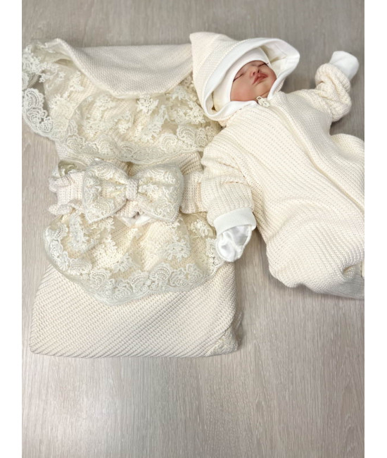 Летний комплект на выписку Лотос молочный