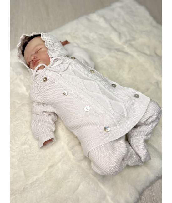 Вязаный хлопковый комбинезон Люпин молочный